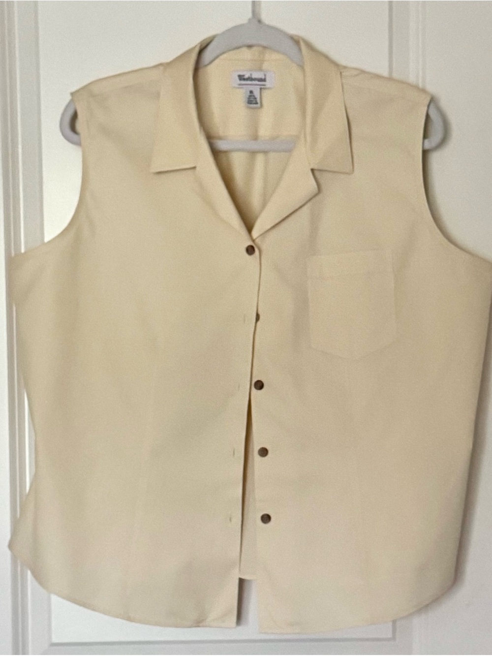 Westbound Cream Collared Sleeveless Button-Front Top